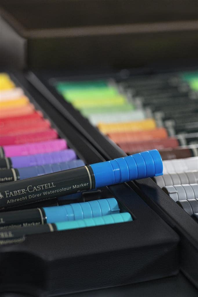 Faber-Castell Art & Graphic Limited Edition Dark Satin Wood Cassette, inkl. Polychromos & Albrecht Durer Bleistifte, Aquarellstifte, Pitt Artist Pinselstifte & Fineliner & Anthrazit