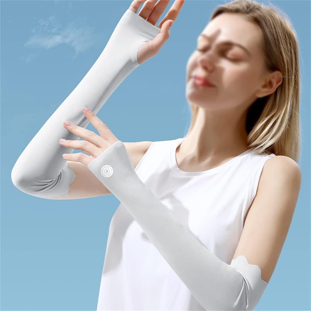 HBJWOV Ice-Sleeved Women's Ice Thin Sleeves Driving Outdoor Ice Silk Hand-Sleeved Long Cycling Gloves Thin(Black)