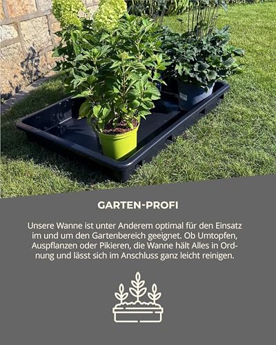 Kunststoffwanne 88 x 60 cm aus PP - Öl-Auffangwanne, Säuren- und laugenfeste Industriewanne, Plastikwanne mit 42 Liter Volumen
