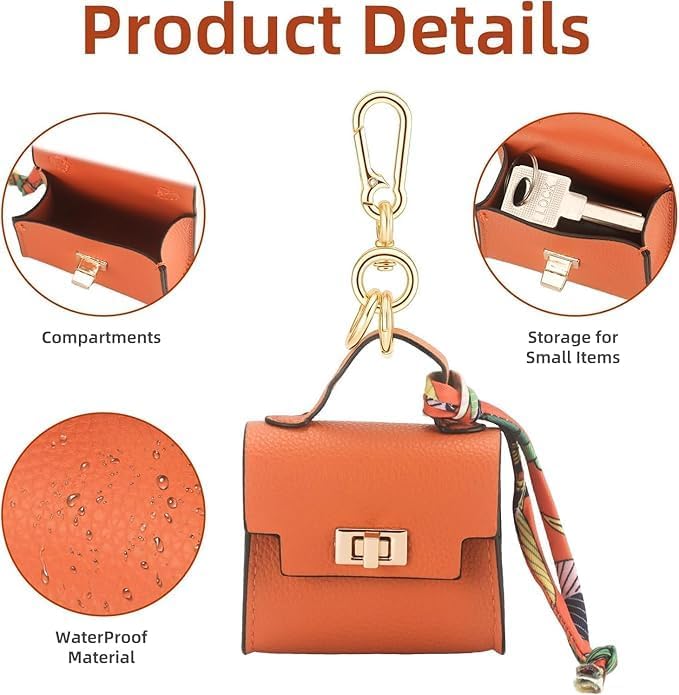 Image of Mini Backpack Keychain for Women & Girls | Cute PU Leather Purse Charm Keyring with Wrist Strap & Metal Hook | Fashion Bag for Handbags, Backpacks, Car Keys & Accessories