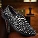 COSIDRAM Men's Glitter Studded Dress Shoes Fashion Metallic Sequins Gold Buckle Spikes Rivets Luxury Wedding Party Loafers Black 8.5