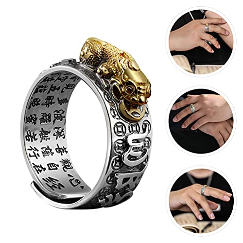 Holibanna Anel de cobre Fengshui PIXIU MANI Amuleto Proteção da sorte Riqueza Aberto Anel de Medicin