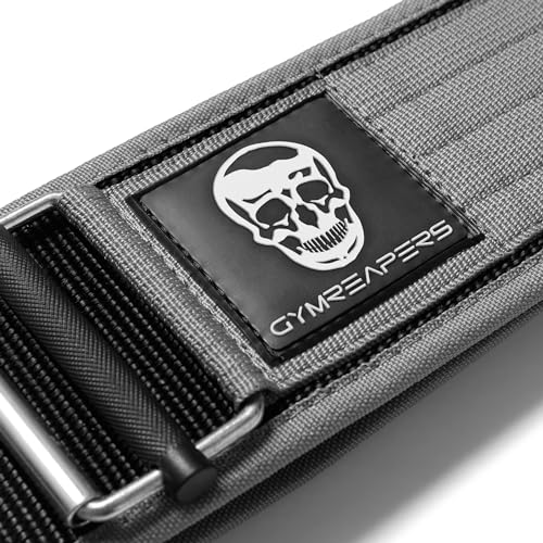 Foto von Gymreapers Schnellverschluss-Gewichthebergürtel für Bodybuilding, Kraftdreikampf, Cross-Training – 4-Zoll-Neopren mit Metallschnalle (Grau, 2X-Groß)