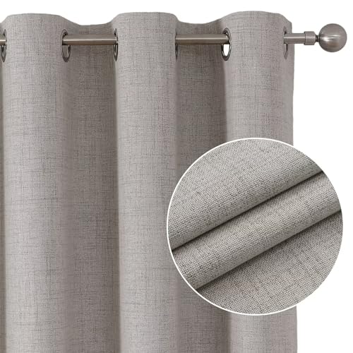 Image of Joydeco Blackout Room Divider Curtains, Extra Wide Sliding Door Curtains Living Room Curtains, Greyish White 1 Panel 100W x 90L Inch Patio Door Curtains for Room Privacy