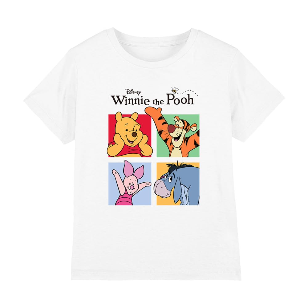 Disney Boys White Winnie The Pooh And Friends Squares Kids T-Shirt in Size 5 - 6 Years, Sports Direct