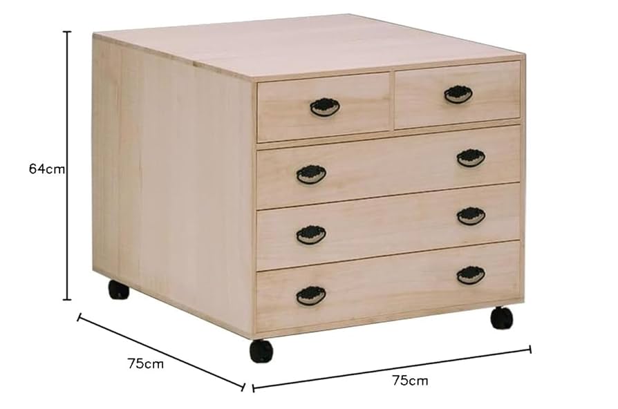 Amazon｜大川家具 nakakei 桐押入タンス 4段(キャスター付