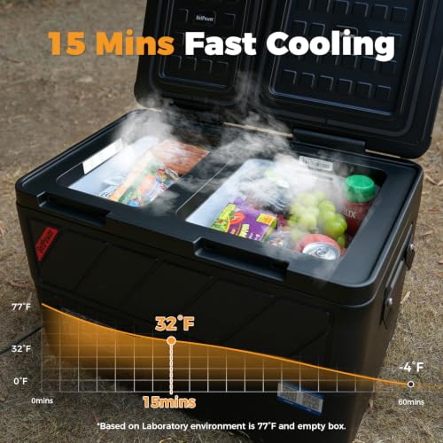 Image of Setpower Dual Zone Car Refrigerator,59QT Car fridge Portable 12V Cooler,Electric Cooler for Vehicle,12V Refrigerator for Car Camping Travel SUV Truck RV Road Trip,APP Control,DT55(Dark Black)