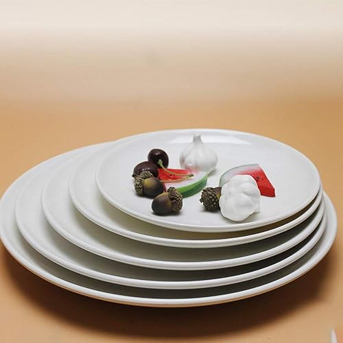 Miniatura 3 de SHINING Plato redondo Unzerbrechlich de plástico de melamina de 4.8 a 16 pulgadas, plato de comedor blanco de porcelana, comedor, cocina, escuela,