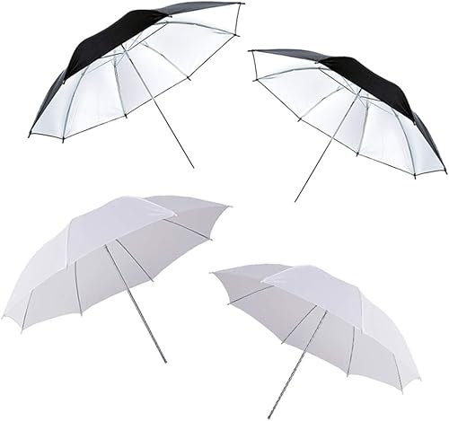 Kit de 4 luces de paraguas para fotografía, 33 pulgadas/33.1 in, paraguas translúcido y reflectante blanco suave para fotografía y estudio de video