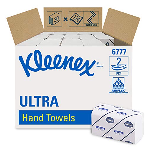 Kleenex 6777 Toallas Secamanos Interplegadas, 30 Paquetes X 124 de 2 Capas, Mediano, Blanco