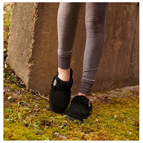 Image of ARIAT Women's Jackie Square Toe Warm Soft Genuine Suede Leather Indoor Outdoor Slippers with Plush Collar