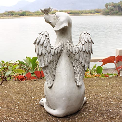 LetCart Engel Hund Statue Engel Hundefigur Garten Dekoration Statue Figur mit Engelsflügel, Handschnitzerei Lebendige Exquisit Kunstharz Gedenksteine für Garten oder Rasen Dekoration