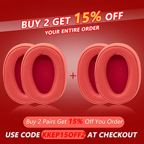 Image of Krone Kalpasmos Ear Pads for Sony WH-H900N, Compatible with Sony MDR-100ABN Headphones Over Ear Cushion, Soft Memory Foam Protein Leather Replacement Earpad Sony Headset Repair Part (Red)