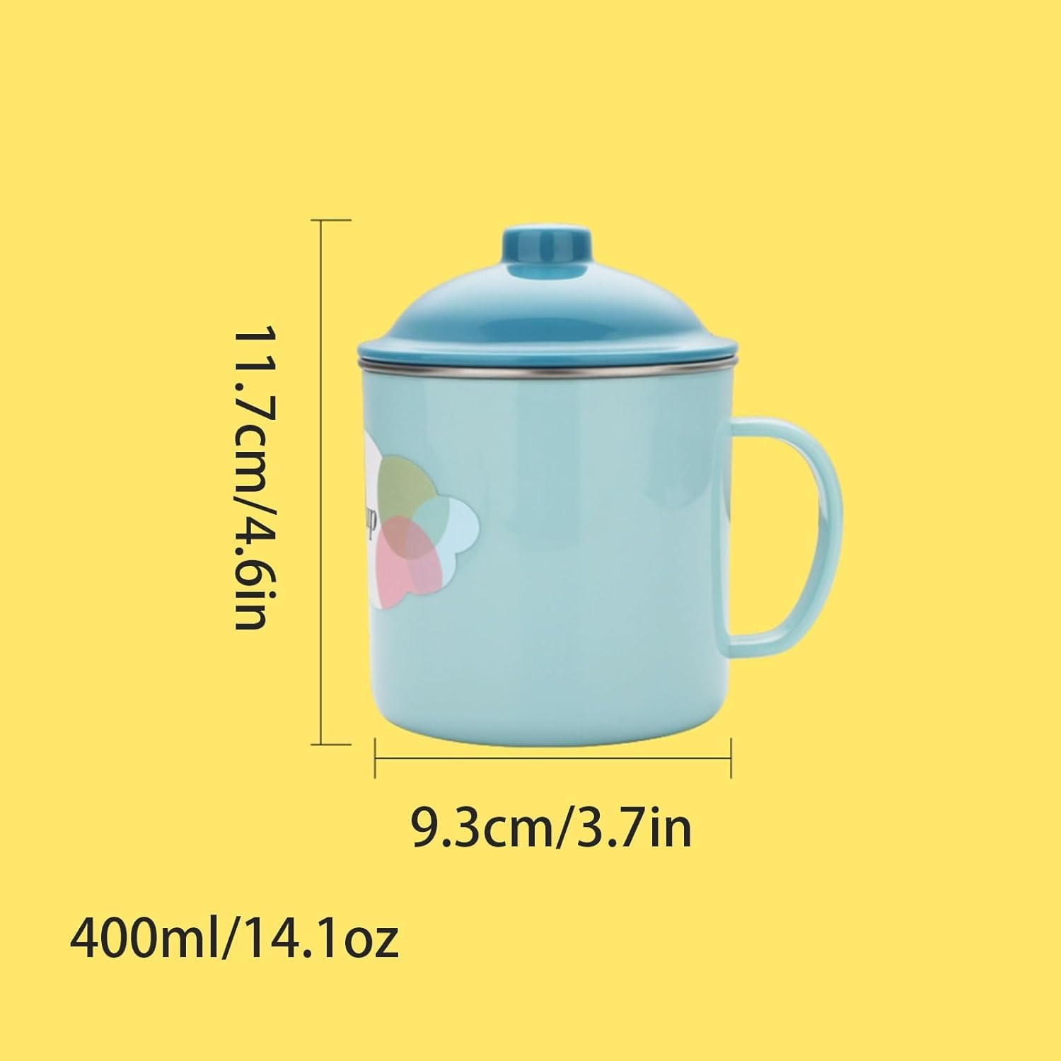 Tazza da caffè in Acciaio Inossidabile 304 da 400 ml/14,1 oz, Riutilizzabile, per Il Latte, Grande capacità, per la Colazione, con Coperchio e Manico