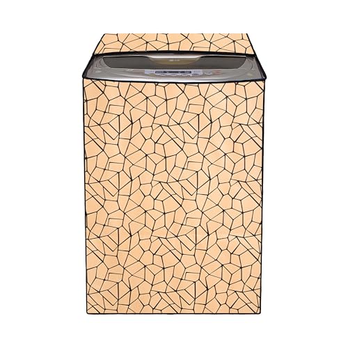 Image of Wings Star LG Top Load Washing Machine Cover for 6 kg, 6.2 Kg, 6.5 Kg, 7 Kg (58 X 58 X 88 cm) | Waterproof & Dust-Proof Top Loading Fully Automatic Washing Machine Cover for LG, (Beige), Polyester