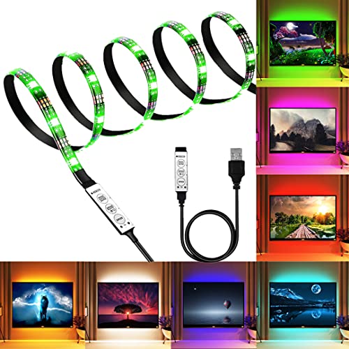 PESCA USB 5V 5050 RGB LED Flexible Strip Light Multi-Color Changing Lighting Kit, TV Background Lighting with Mini Controller for TV PC Laptop Bias Lighting (1 Meter for TV’s Upto 28″)… PESCA USB 5V 5050 RGB LED Flexible Strip Light Multi-Color Changing Lighting Kit, TV Background Lighting with Mini Controller for TV PC Laptop Bias Lighting (1 Meter for TV’s Upto 28″)…