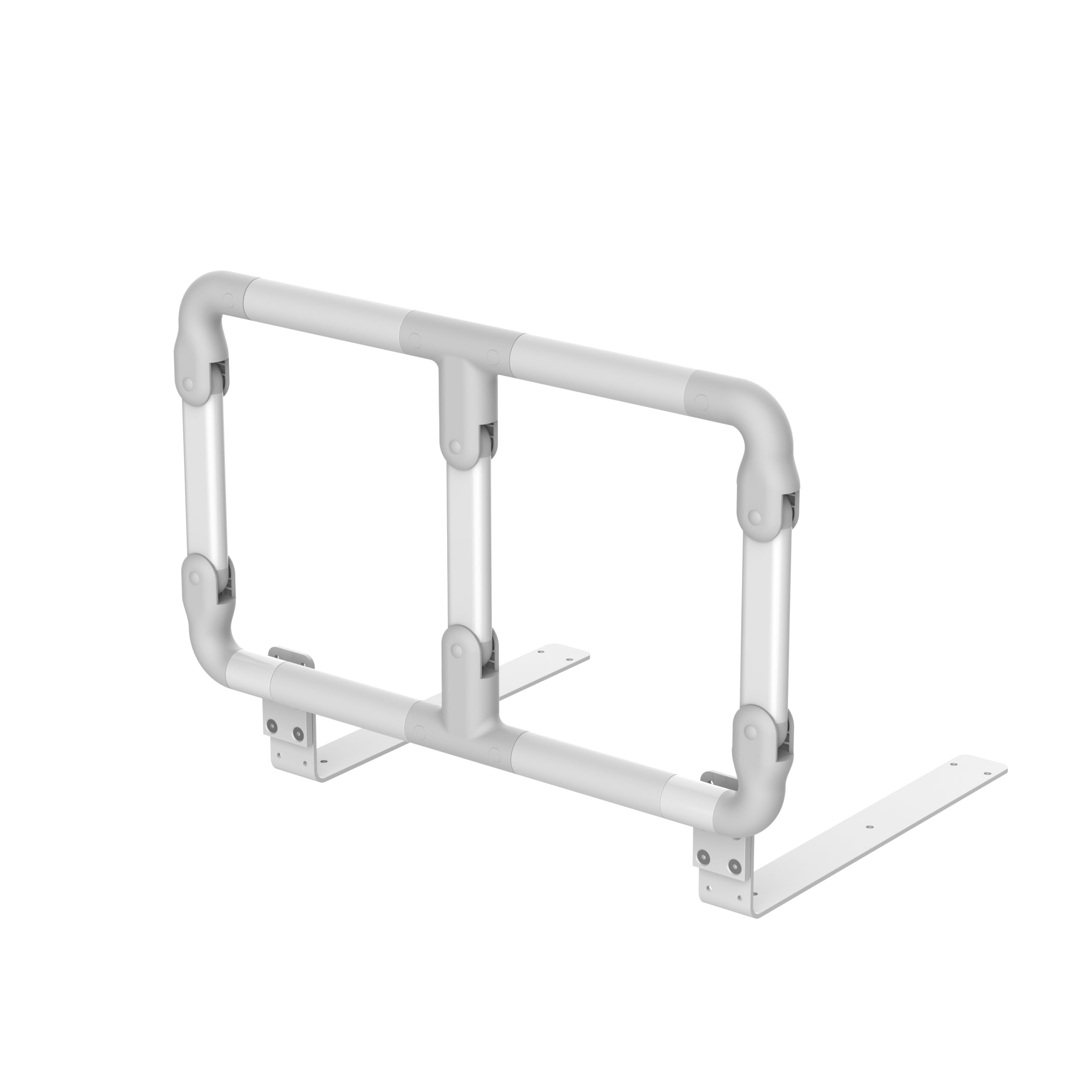 MEJE Bed Rail for Elderly Safety, Adjustable Bed Guard Support, Foldable Bed Assist Grab Bar for Seniors, Bed Safety Rails Adults, Fall Prevent Medical Bedside Handle, White & Gray