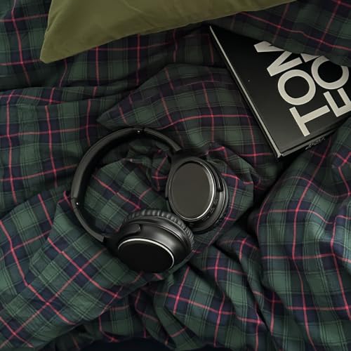 Image of VM VOUGEMARKET Green Gingham Duvet Cover King 100% Washed Cotton | Classic Green Navy Pink Plaid Checkered Comforter Cover Set for Contemporary Bedroom Decor