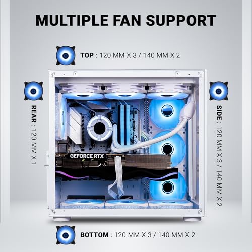 Image of Ant Esports Crystal Mini-Tower Computer Case /Gaming Cabinet - White | Support E-ATX, ATX, Micro-ATX, Mini-ITX | Pre-Installed 3 Side Fans and 1 Rear Fan
