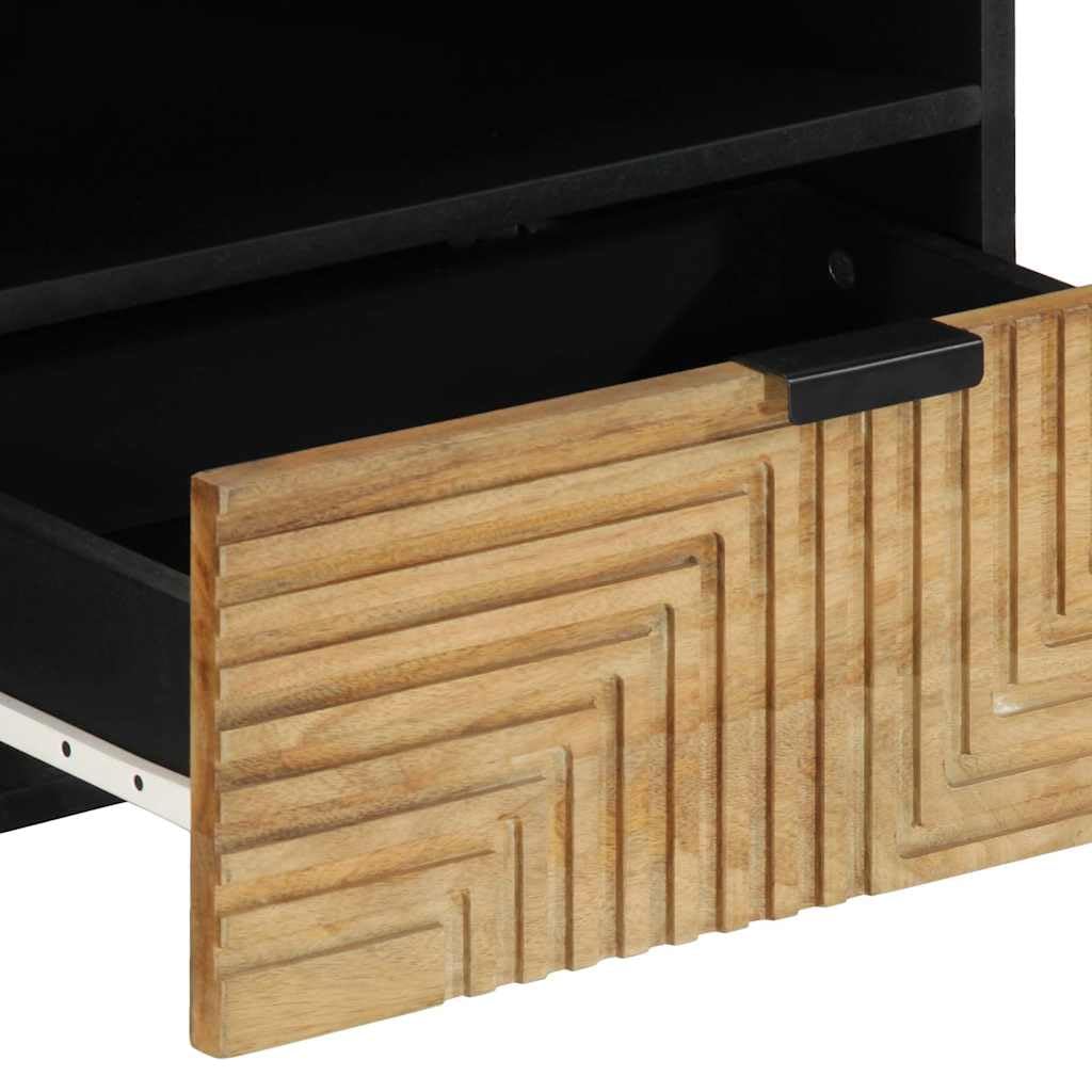 Mobile TV marrone in legno massiccio di mango, 80 x 33 x 46 cm, con spazio e ripiano, credenza bassa per soggiorno, home theater, TV e accessori per gaming, robusto e funzionale