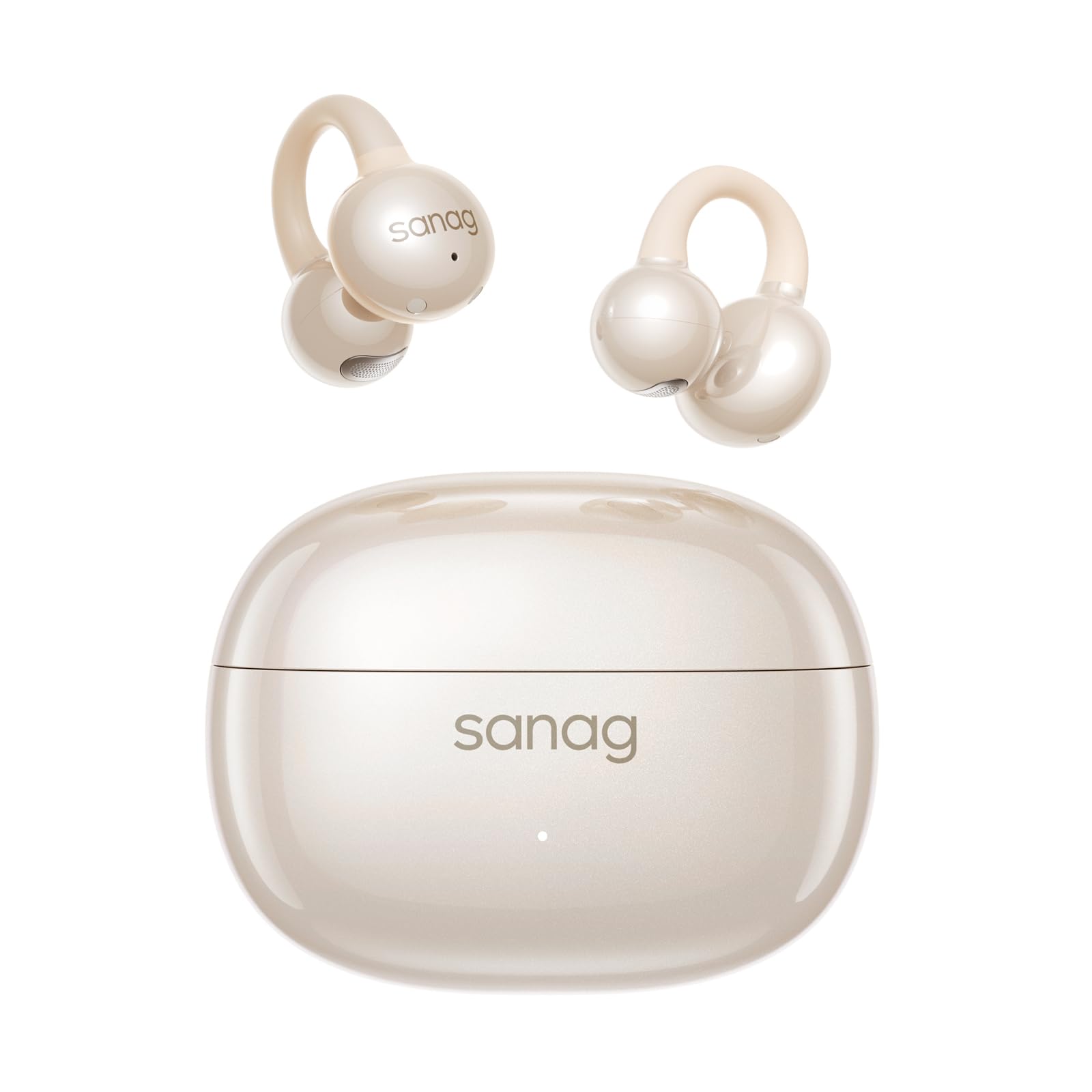SANAG Open Ear Kopfhörer, Bluetooth 5.4 Sport Kopfhörer mit 50 Std. Spielzeit, Clip on Kopfhörer Bequem & Sicherer Halt, Luftleitung Kabellos, IPX4 Wasserdicht, Headset für Laufen & Fitness