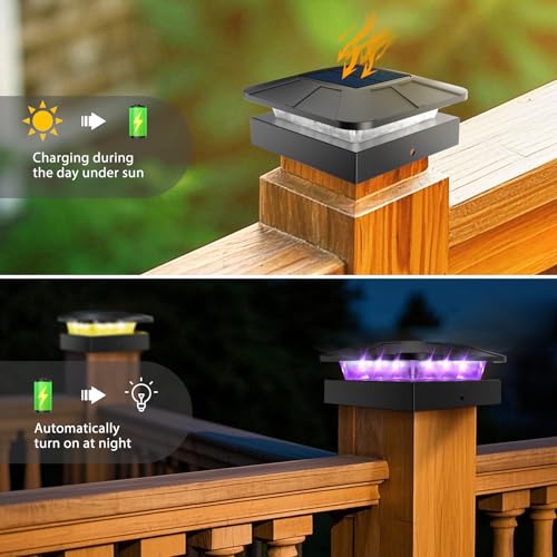 Peasur 16 Pack 4x4 Solar Post Cap Lights RGB Color Changing - image 5