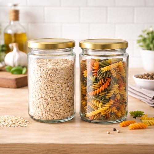Image of Pure Source India 750ML Glass Storage Jar with Metal Lid - Clear Reusable Container for Pantry, Kitchen & Home Organization (Set of 2)