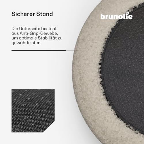 brunolie SnugNest Hundebett 70 cm – Weiches Bouclé-Gewebe, rutschfeste Unterseite, Tragegriff, Waschbarer Bezug, Hochwertige Polsterung, Für Mittelgroße Hunde, Mittelgrau