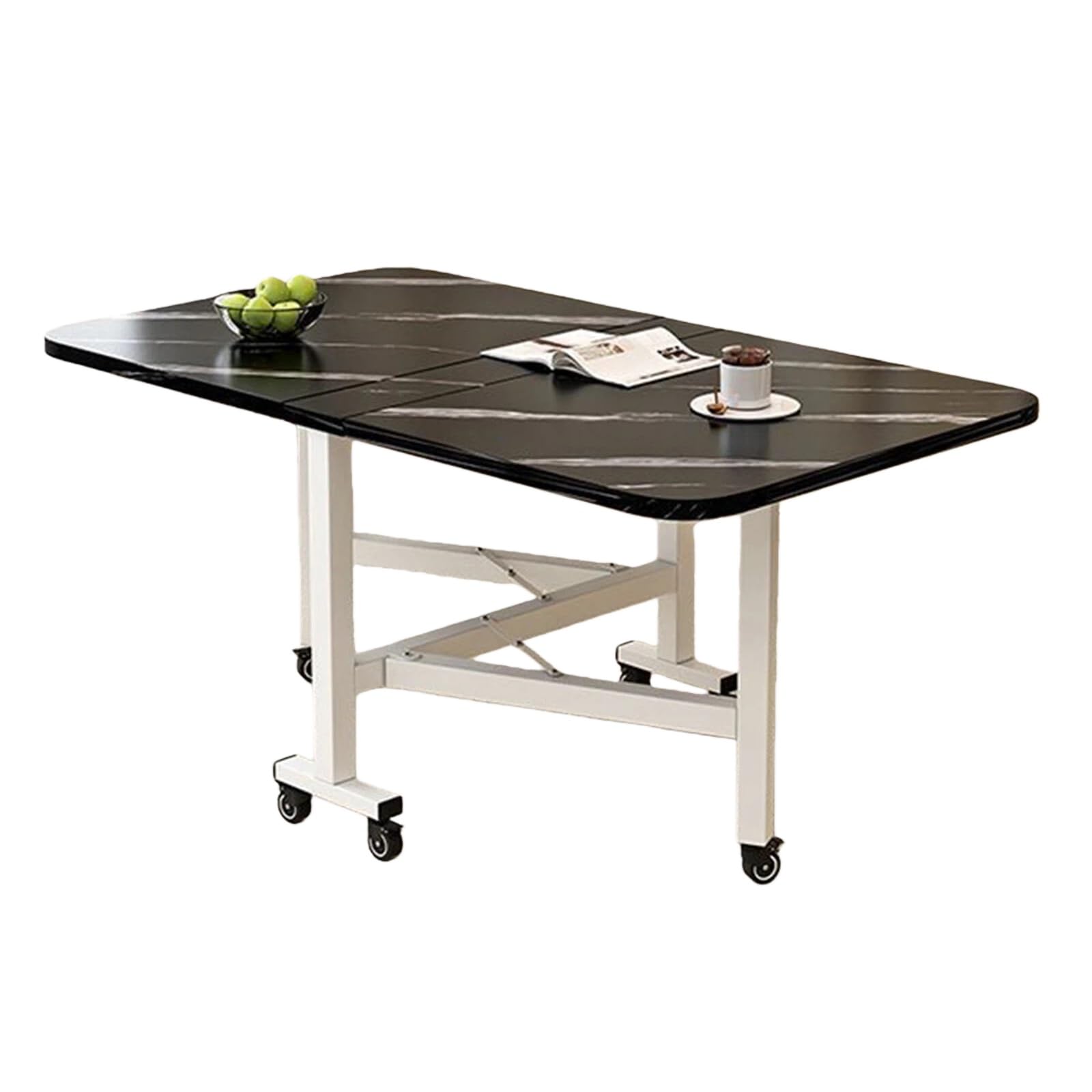 Table de salle à manger pliable à roulettes extensible moderne de 100 x 60 cm