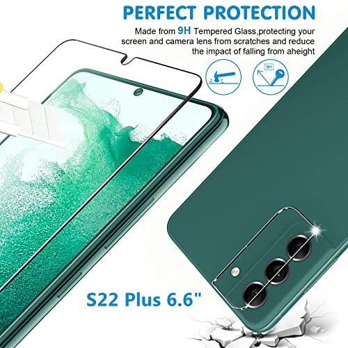 Letosan [3+3 Pack] Glass Screen Protector For Samsung Galaxy S22 Plus 5G, 9H Tempered Glass, Ultrasonic Fingerprint Compatible,Hd Clear Case Friendly #TOP2