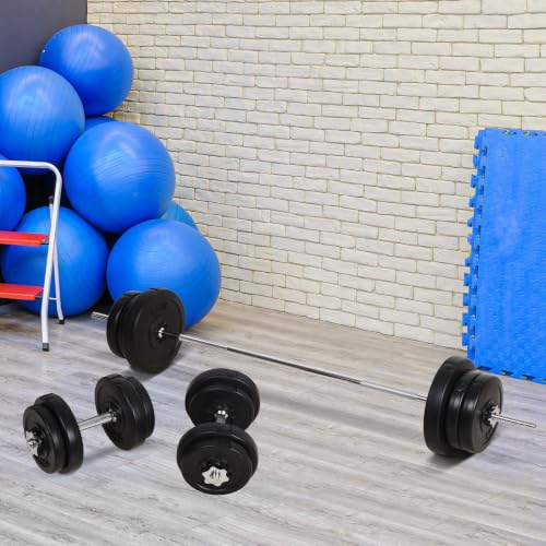 Miniatura 2 de Homcom Juego De Pesas De 55 Kg Con Mancuernas Y Barra Pesos Ajustables 2 En 1 Con Discos Barra De 170 Cm Para Culturismo Entrenamiento Fitness En Hogar Gimnasio Negro