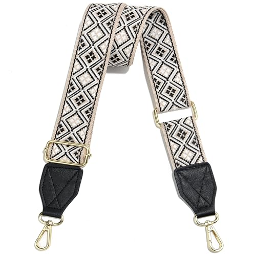 Image of Purse Strap,1.5 inch Leather End Shoulder Strap Adjustable Replacement,Retro Multi-Pattern Crossbody Bag Straps