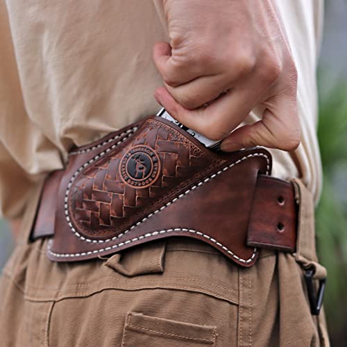 TOURBON Handgefertigter Multitool-Halter aus Leder, EDC, Taschenmesser, Organizer, Taschenlampe, Werkzeug, Holster für Gürtel