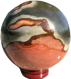 Stone Sea Jade Quartz Sphere Landscape Scenery Ocean Jasper Ball Crystal Ornaments Decorative Stones for Collect(8-9cm)