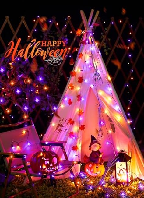Minetom Halloween Solar Lights Outdoor - 4 Pack Total 160FT 400 LED Halloween String Lights with 8 Lighting Modes, IP65 Waterproof Solar String Lights for Outside Tree Party