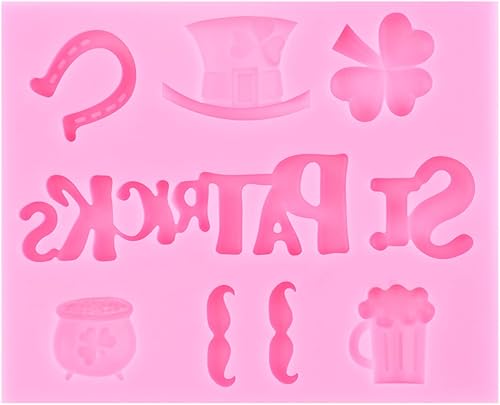 Miniatura 3 de Mujiang Moldes de fondant del día de San Patricio, tréboles, sombrero irlandés, molde de silicona, molde de herradura para bigote, caramelo para