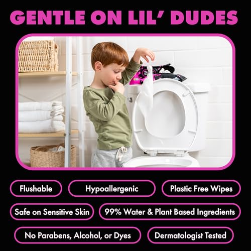 Image of LiL' DUDE Wipes Flushable Potty Training Water Wipes, Bubble Bum, 168 Count