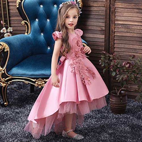 Flower Girls Wedding Tulle Dresses Princess High Low Beaded Pageant Prom Birthday Party Evening Dance Ball Gown3