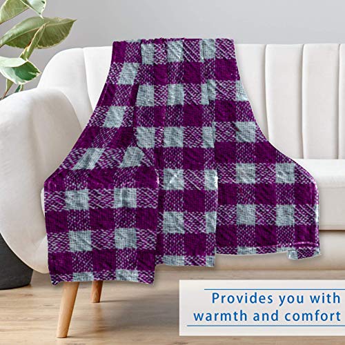 Couverture douce contre le froid : plaid chaud violet pour canapé et lit - 7