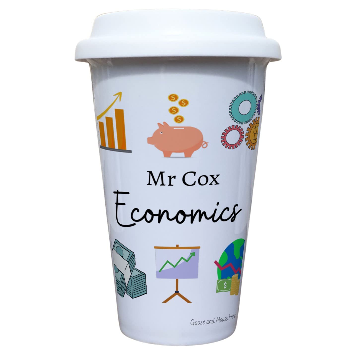 Personalised Economics Teacher Travel Mug - Gift for Economics Lover - Personalised Economics Student Thermal Ceramic Insulated Travel Mug