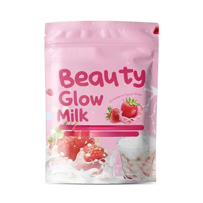Bebida de fresa y colágeno con leche de belleza