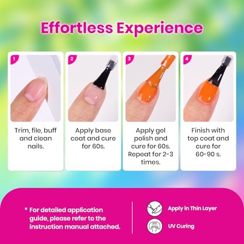 Image of Beetles Neon Gel Nail Polish Set 20 Colors, Bright Color Rainbow Gel Polish | with Base Coat Glossy Matte Top Coat, Glitter Soak Off UV LED Nail Gel for Women