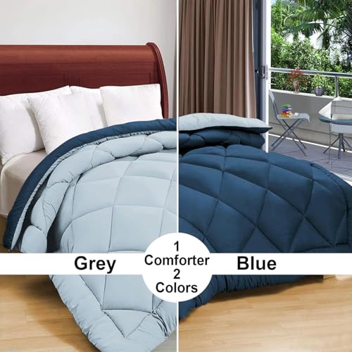 Image of Amazon Brand - Umi AC Comforter Single Bed | AC Blanket Single Bed | 220 GSM Ultra Super Soft Microfiber Reversible Lightweight All-Weather Bed Comforter /Duvet /Quilt (60 inchX90 inch Inche, Teal & Grey)