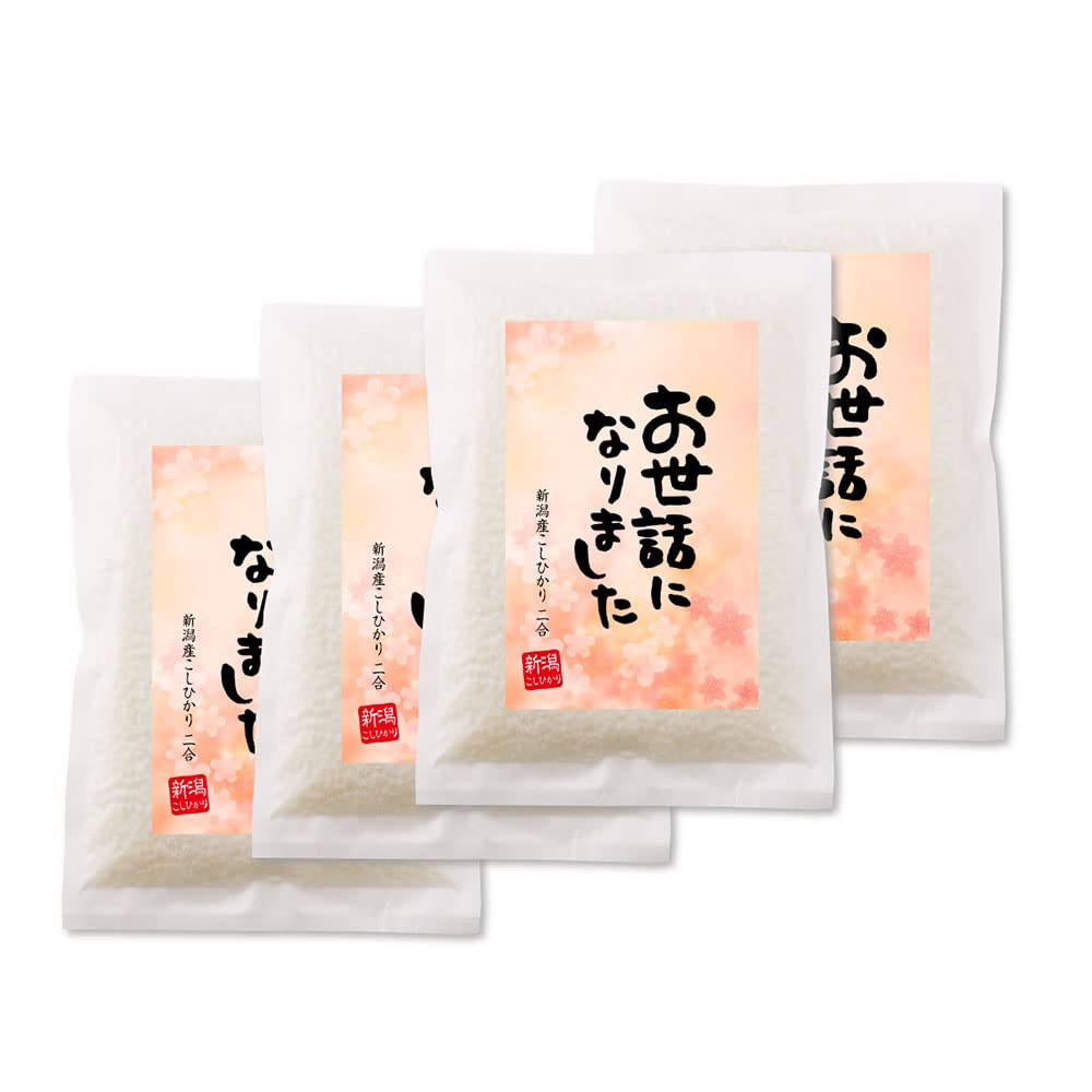 三糧米穀 退職 お礼 米 新潟産コシヒカリ 2合4袋セット 真空パック 挨拶文の変更や名入れは不可です