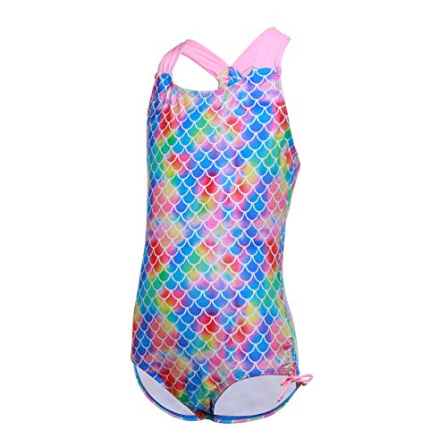Dayu Girls' One Piece Swimsuit Rainbow Fish Scale Print Bathing Suit Swimwear 10-12 #TOP2