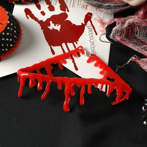 Necklace Halloween Red Blood Choker for Halloween Costume Simulation Bloodstain Jewelry for Party Festival Events3