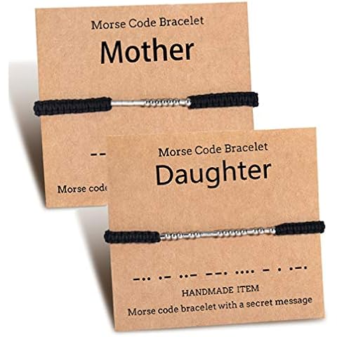Shonyin Morse Code Bracelets for 2 Matching Adjustable Bracelet Set Funny Jewelry Unique Gift for Women Men Cover