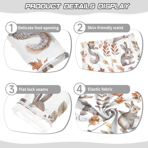 Watercolor Rabbit and Leaves Girls Leggings Athletic Pants Tights Stretch Bottom3