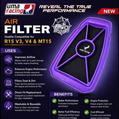 Image of MPD-UMA RACING 02A00270 Air Filter usable Compatible for R15 V3, V4 & MT15.Moto Planet