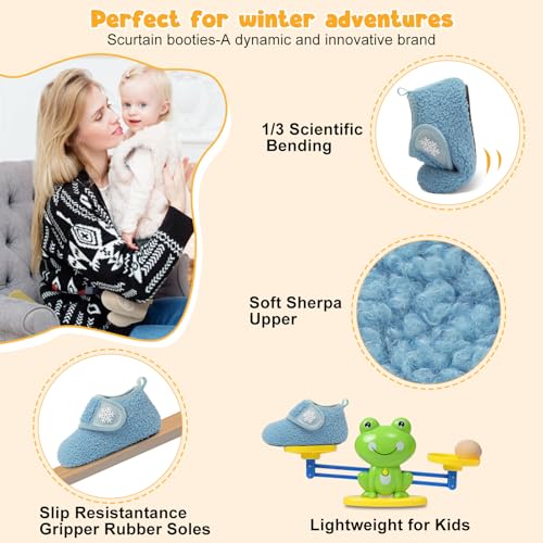 Scurtain Toddler Slippers Winter Boots Kids Slippers Girls Boys Toddler Snow Boots Baby Warm Socks Lightweight House Shoes Non-Slip Ankle Booties Walking Shoes4